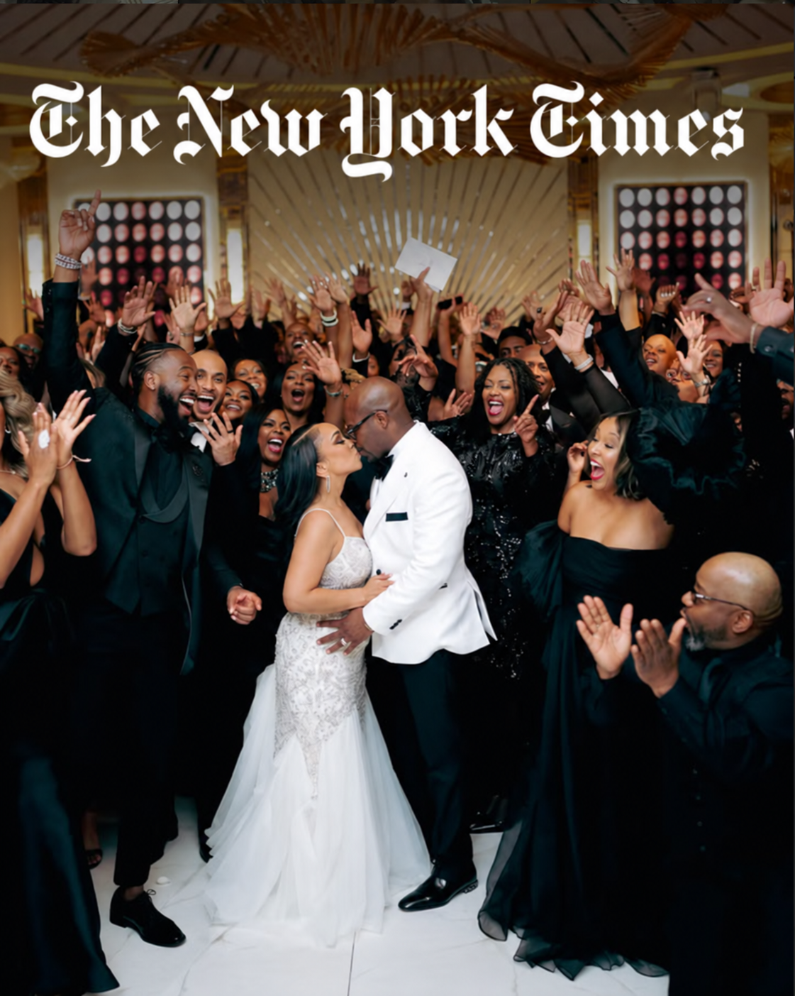 Laterras and Ashley’s wedding photograph with The New York Times masthead